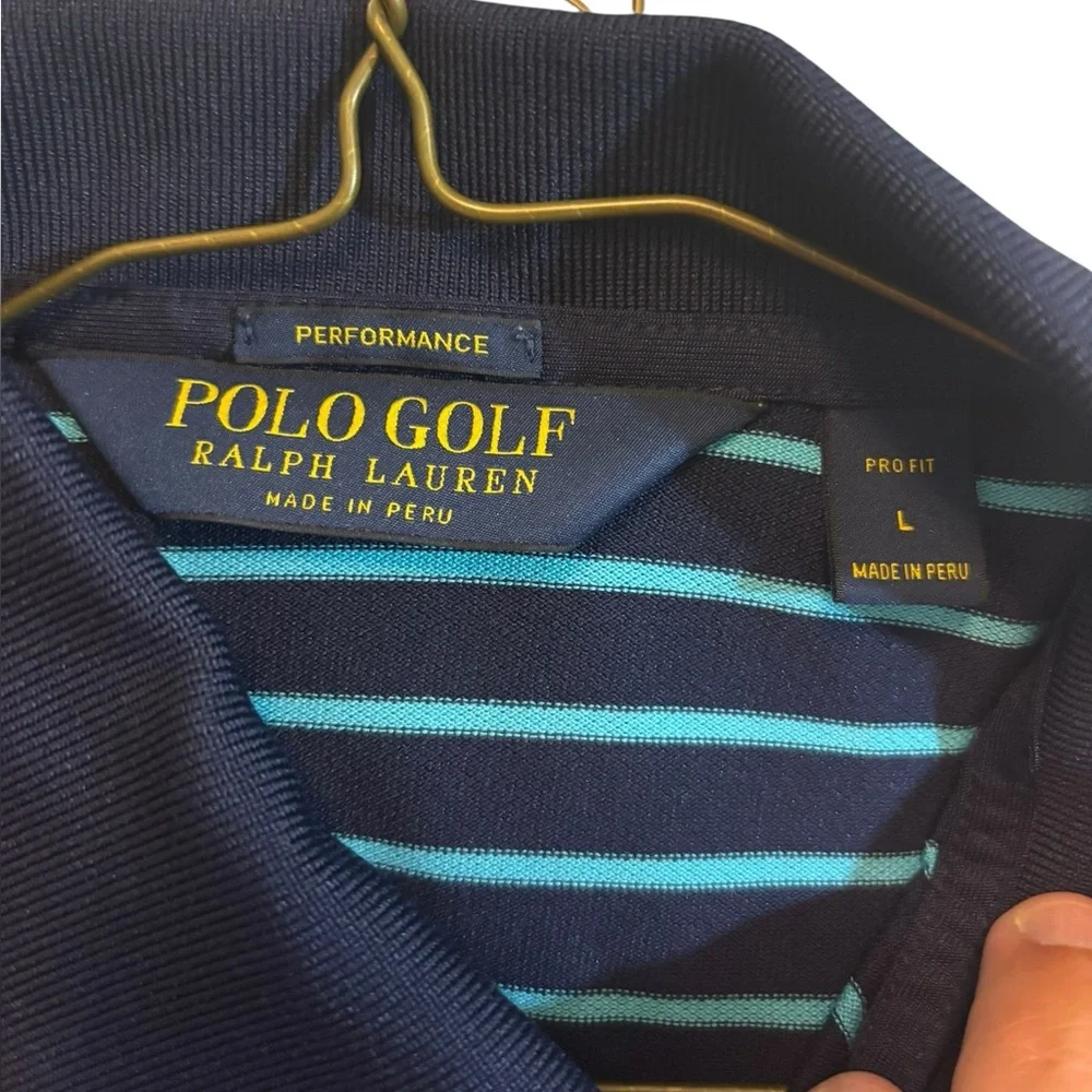Ralph Lauren Polo Golf Navy and Aqua Striped Shirt
